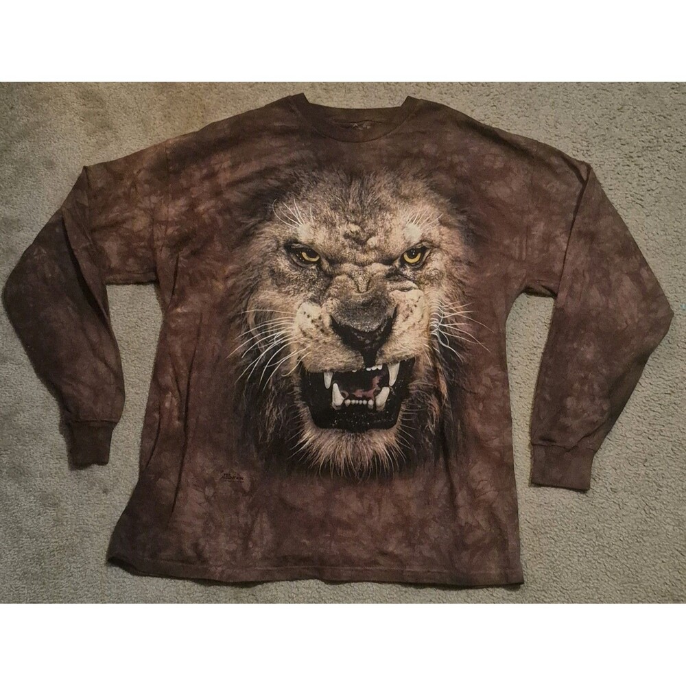 The Mountain Roaring Lion Growl Big Face Long Sleeve Shirt Men's XL